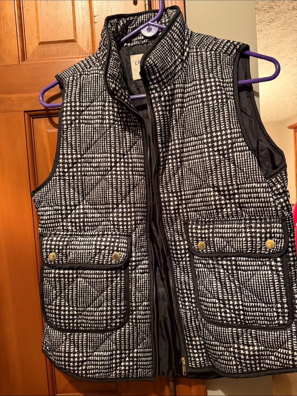 Cambridge Dry Goods Black & White Quilted Plaid Vest